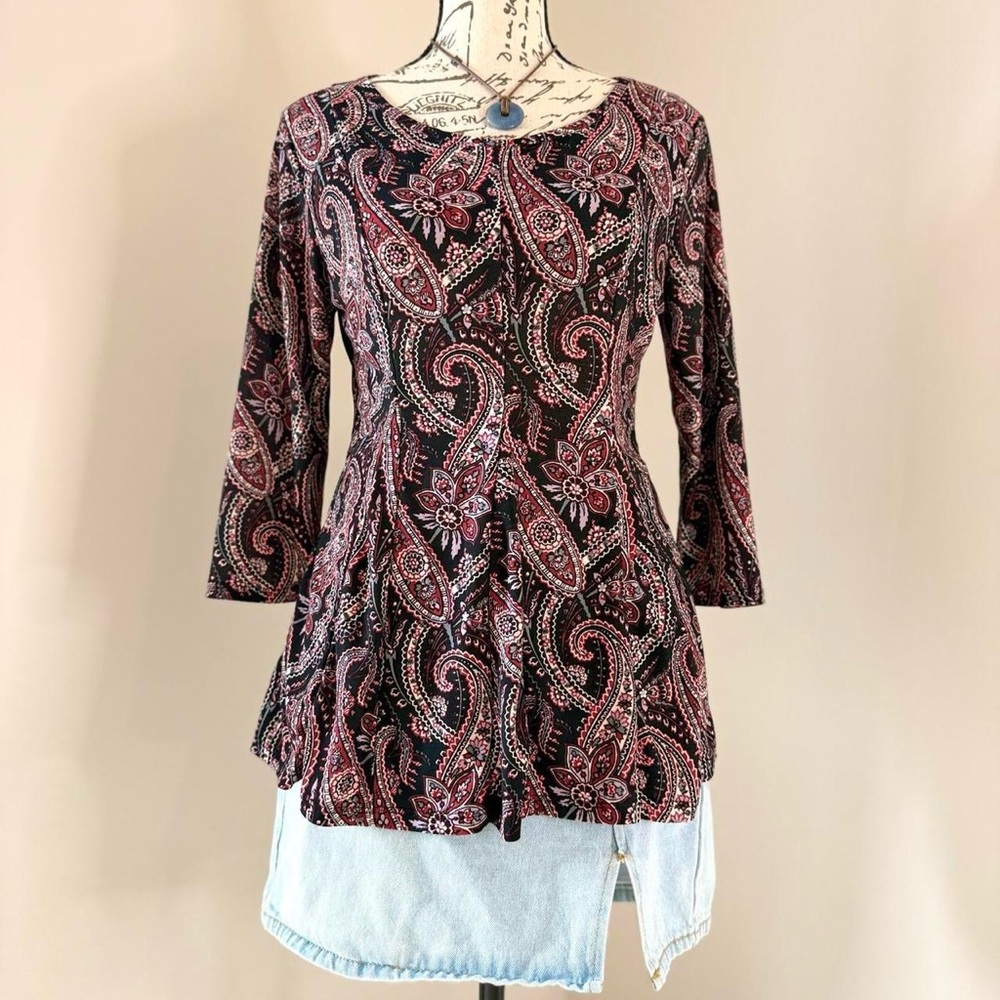 y2k black paisley top